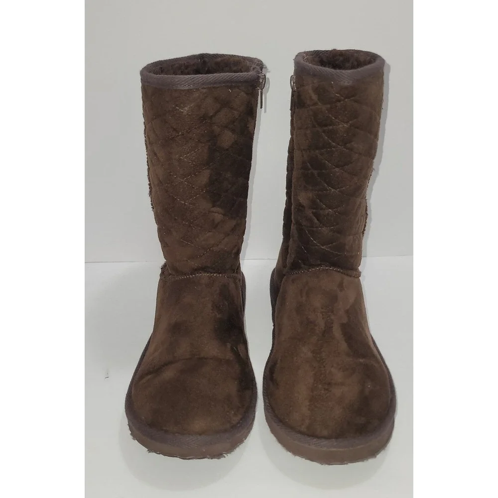 Jazzberry Brown Quilted Winter Boots 8.5‎  Faux Suede Warm Lining Cozy Cabincore